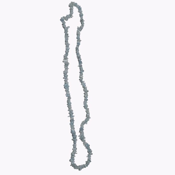 Boho Aquamarine Chip Nugget Beaded Statement Necklace Beach Core Fashion Jewelry - Picture 2 of 5